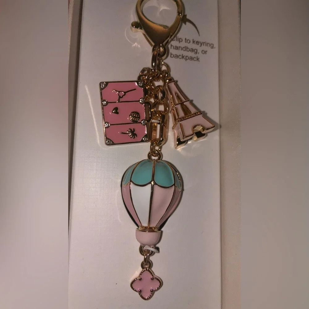 PIPER K Parisian Eiffel Tower Hot Air Balloon Travel Bag Charm Keychain NEW NWT